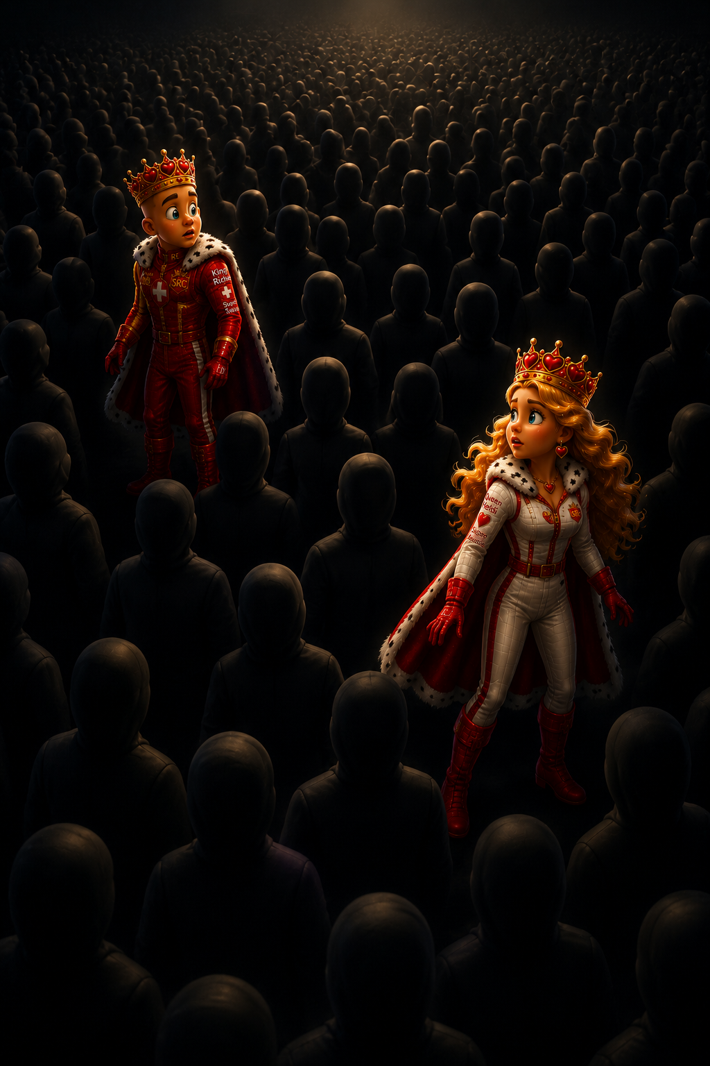 King Richie and Queen Heidi standing out from the crowd in royal attire